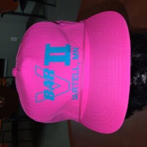 Vintage V-BAR Sartell MN  Snapback Hat Cap w/Rope Neon Pink